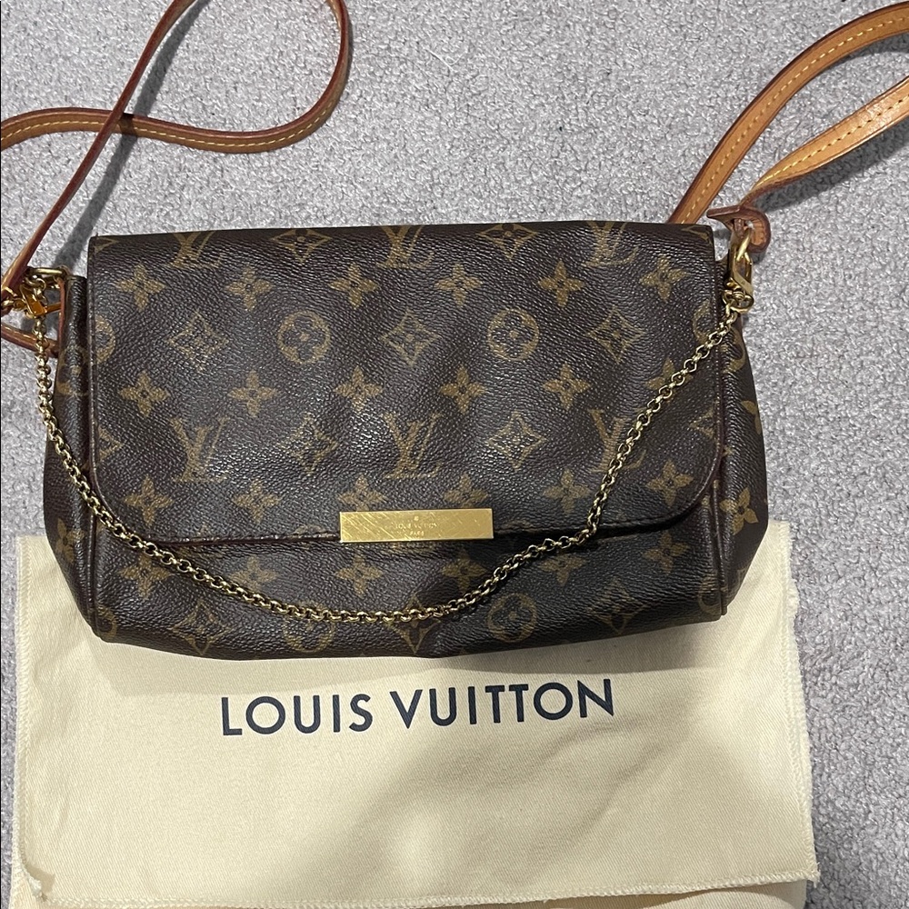 Louis Vuitton Dark Brown Monogram Crossbody Bag with Gold Chain